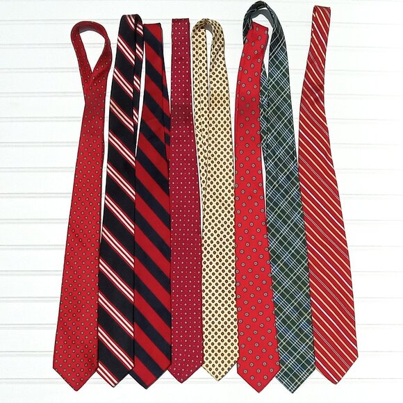 JOS A BANK Necktie LOT Silk Neckties Vintage Handmade Classic Ties Red Navy Blue
